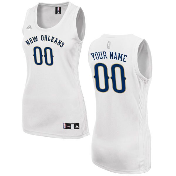 Women New Orleans Pelicans Adidas White Custom Fashion NBA Jersey->customized nba jersey->Custom Jersey